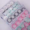 5 Pcs Contact Lens Cases, Contact Lens Holder Portable Eye Contacts Mini Case Container Set with L and R Caps Including Solution Bottle,Rubber-Tipped (Grey and White) view 2
