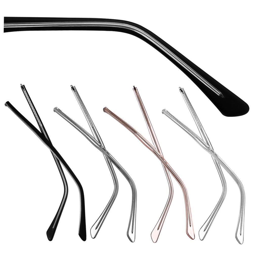 AKOOSY 4 Pairs Replacement Eyeglasses Arms Lightweight Eyewear Frame Legs with Slip Design for Glasses Including Sunglasses Reading Glasses in Transparent Black Rose
