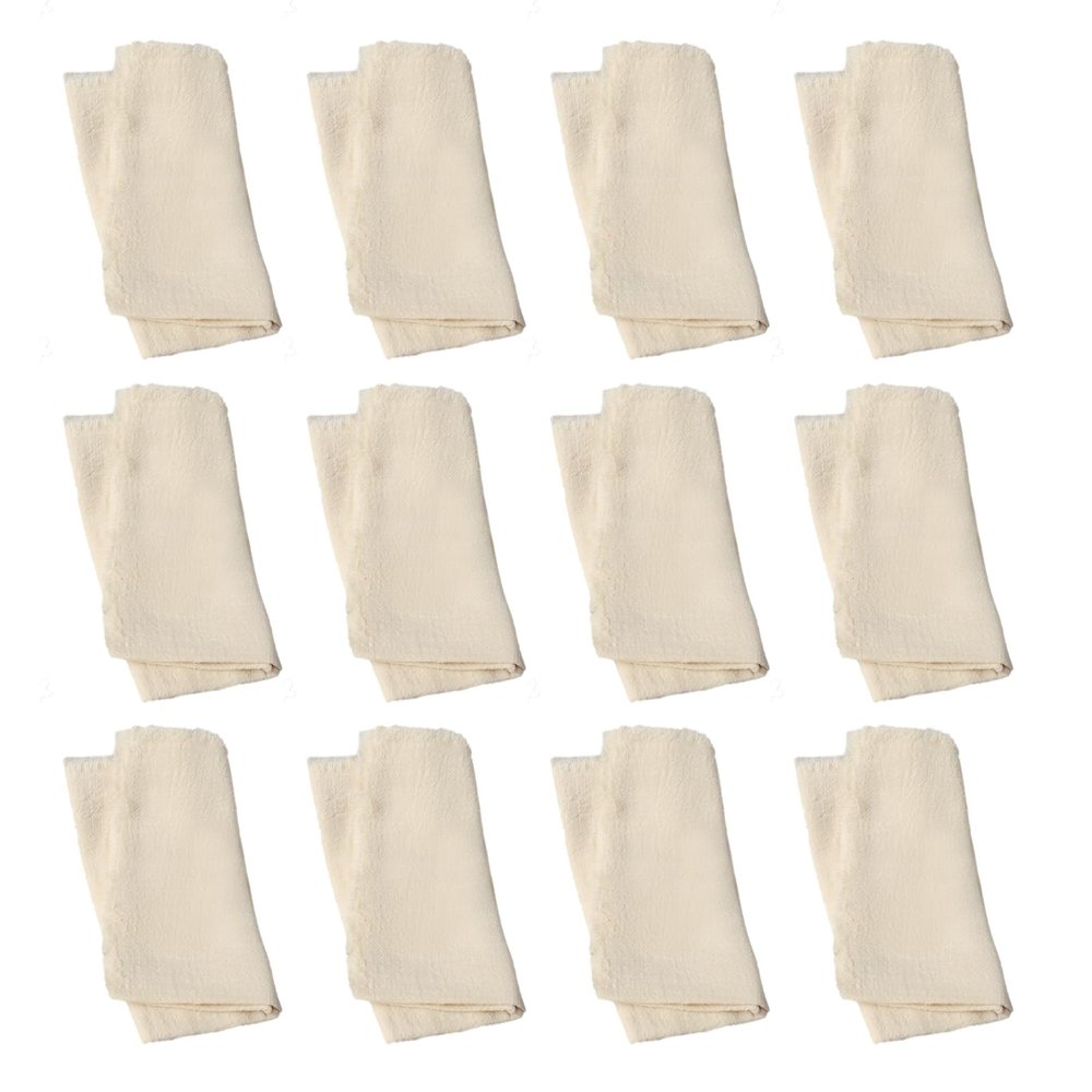 Vestamore Vibrant Cotton Denim Napkins with Fringed Edges for Weddings, Parties & Dining - 12 Pack, 16.5 X 16.5 Inches