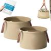 2PCS Toselfwith Individualt Collapsible Travel Basin, Portable Foldable Bucket with Handle, Multiple Use Wash Basin Thickened Leakproof for Camping, Travel, Laundry (L) view 1