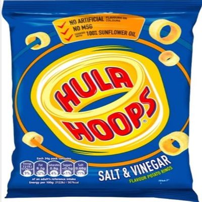 Hula Hoops Salt & Vinegar Snacks 34g (Pack of 12) "A symphony of flavors" For All Occasions