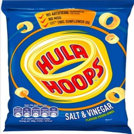 Hula Hoops Salt & Vinegar Snacks 34g (Pack of 12) "A symphony of flavors" For All Occasions