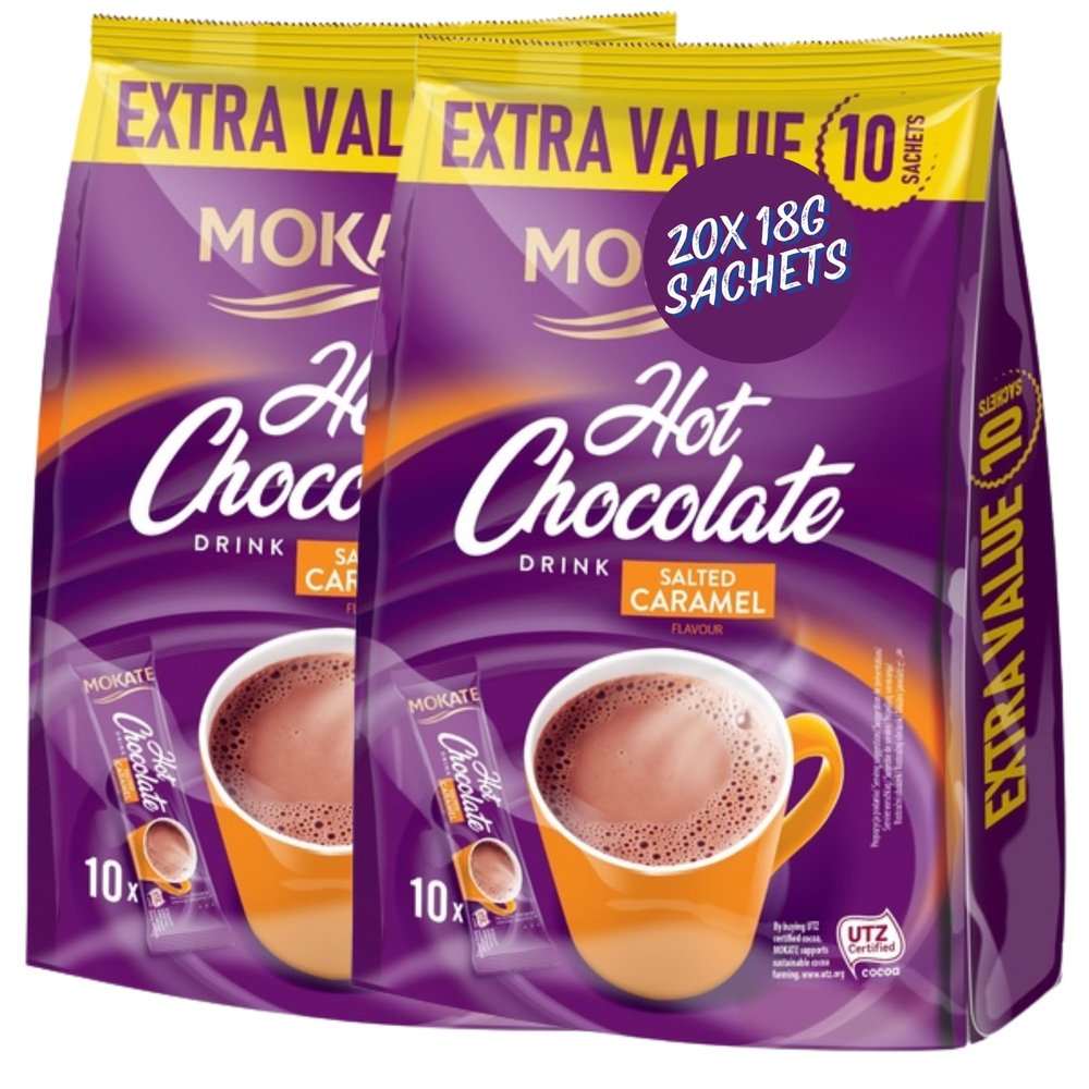 Hot Chocolate Bundle With Mokate Salted Caramel Hot Chocolate 10 Sachets 180g (2 Pack)