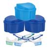 DECOMELODY 3 Sets Denture Storage Kit with Compact Plastic and Nylon Holder, Soaking Cup for Daily Oral Cleanliness and Travel Use, Portable Denture Cleaning and Dryness Case view 1