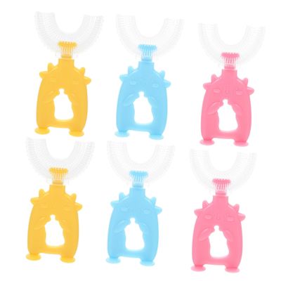 Beaupretty 6pcs Kids U-Shaped Toothbrushes Silicone Tooth Cleaner with 360-degree Soft Bristles for Comprehensive Oral Cleaning Convenient to Use for Children Random Color