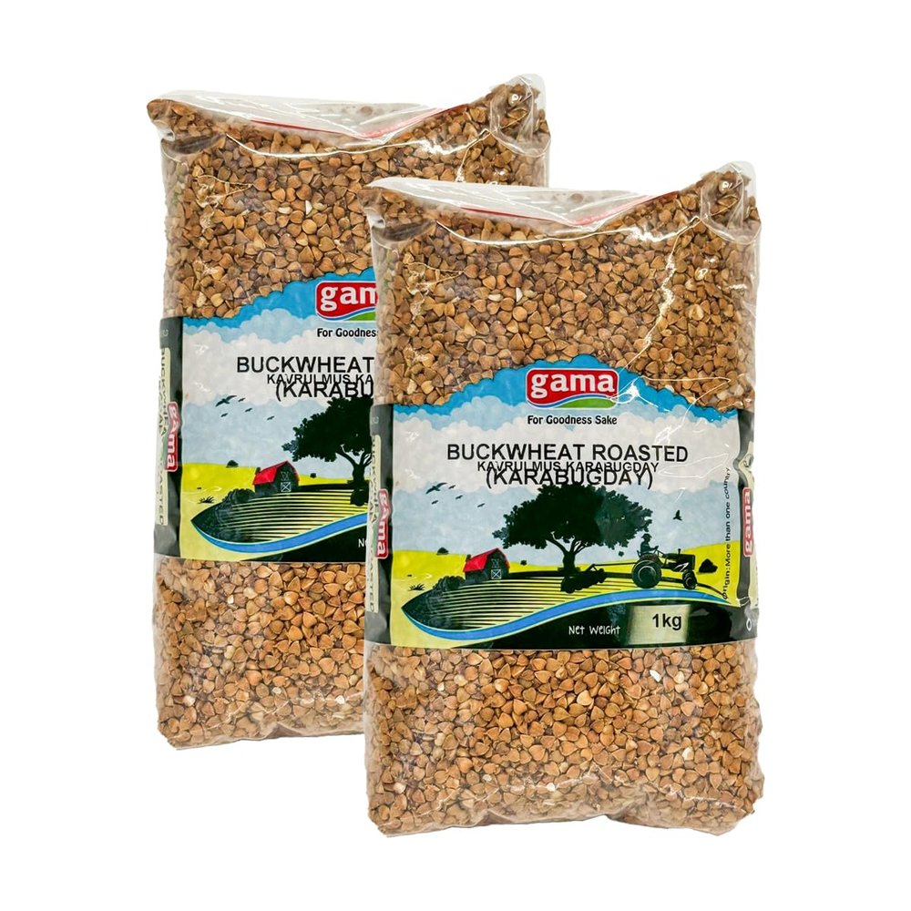 Ga-Ma's Buckwheat Roasted 1Kg Nutty Flavor Roasted Buckwheat High Protein Great In Soups And Salads, Product From Turkey Origin Pack Of 2