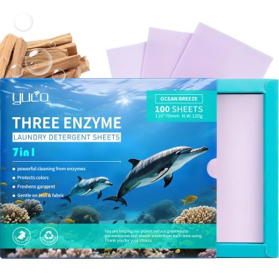 YUCO Eco Laundry Detergent Sheets - No Plastic Jug Concentrated Laundry Detergent, for Deep Cleaning Grament Freshening, Hypoallergenic, Plastic Free Packaging 100 Sheets (Ocean Amberwood,120g)