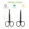 2 Pack Facial Hair Grooming Scissors, Small Nose Scissor, Professional Trimming Mini Stainless Steel, Curved Rounded Pointed Scissor for Eyebrows, Nose, Mustache, Beard, Eyelashes-Black view 2