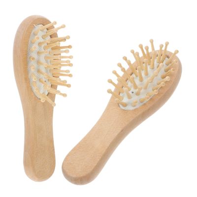 Gatuida 2pcs Wooden Hair Brush Mini Comb for Men and Kids, Hair-friendly Scalp Massage Brush with Wide Teeth, Versatile Use for Home and Office Hair Care Styling
