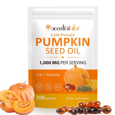 Pumpkin Seed Oil Capsules 1000mg Per Serving - 300 Softgels for Hair & Urinary Support - 2-in-1 Formula, Rich in Zinc & Omega Fatty Acids - Easy-to-Swallow