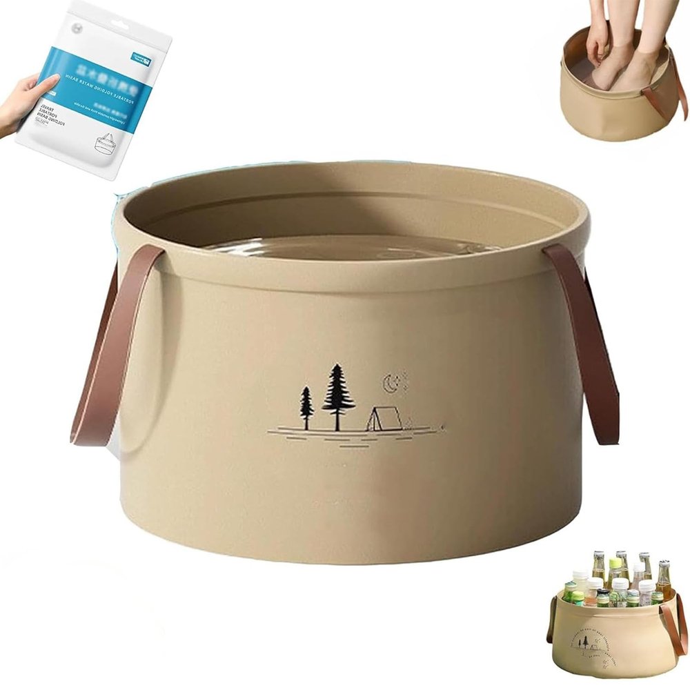 Toselfwith Travel Basin,Portable Foldable Bucket with Handle,Multiple Use Wash Basin Thickened Leakproof for Camping,Laundry & Foot Soaks,Durable and Anti Tip,Space Saving Folding Washtub (6.8L)