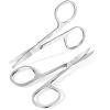 2 Pack Facial Hair Grooming Scissors, Small Nose Scissor, Professional Trimming Mini Stainless Steel, Curved Rounded Pointed Scissor for Eyebrows, Nose, Mustache, Beard, Eyelashes-Silver view 1