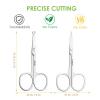 2 Pack Facial Hair Grooming Scissors, Small Nose Scissor, Professional Trimming Mini Stainless Steel, Curved Rounded Pointed Scissor for Eyebrows, Nose, Mustache, Beard, Eyelashes-Silver view 2