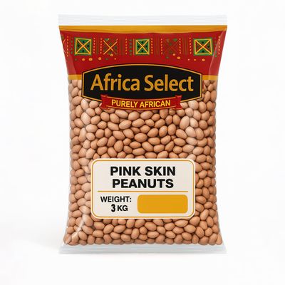 Africa Select Pink Skin Peanuts 3kg | Premium Raw Peanuts with Skin for Snacking, Roasting & Cooking | Family Pack