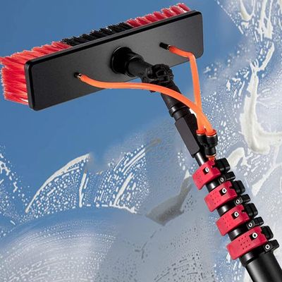 12FT Water Fed Pole Kit for Window & Solar Panel Cleaning - Telescoping Cleaning Pole with Brush & Hose for Efficient Outdoor Cleaning, 3.6M Extension Tool