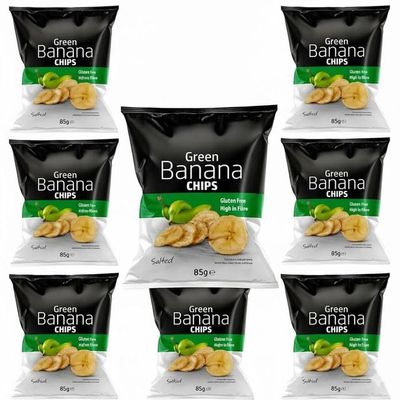 Africa Select Green Banana Chips Salted, 85g 9 Bulk Pack | Crunchy Plantain Chips Gluten Free, Natural Healthy Fibre Snack for Kids & Adults, Perfect Picnic & School Lunch Snacks