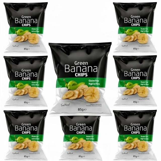 Africa Select Green Banana Chips Salted, 85g 9 Bulk Pack | Crunchy Plantain Chips Gluten Free, Natural Healthy Fibre Snack for Kids & Adults, Perfect Picnic & School Lunch Snacks