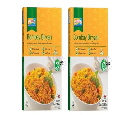 Ashoka Ready to Eat Meal Bombay Biryani 280g | Authentic Indian Biryani with Aromatic Spices & Basmati Rice | Vegetarian (Pack of 2)