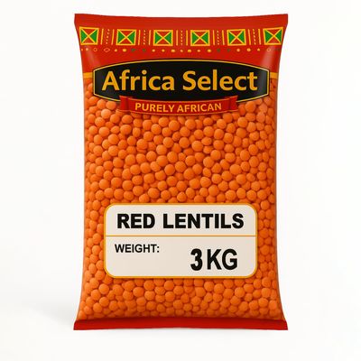Africa Select Red Lentils 3kg | Premium Split Red Lentils for Soups, Stews & Curries | Family Pack