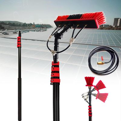 10.8m/36ft Adjustable Solar Panel Cleaning Brush and Pole, Window Cleaner Brush & Water Fed Pole Kit, Solar Panel Cleaning System Window Washing Equipment Tool with 20m water suppl