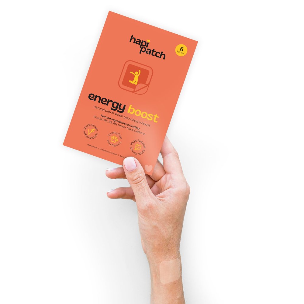 Hapi Patch Energy Boost Patches - Natural Daily Pick-Me-Up for Fatigue, Focus & Workout Power - Slow Release Throughout The Day (15 Pack)