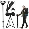 Adjustable Telescopic Walking Stick with Seat, Collapsible Hiking Poles, 7-Level Height, Foldable Crutches view 1
