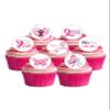 12 Pre-Cut Breast Cancer Charity Awareness Themed Edible Wafer Paper Cake Toppers Decorations view 1