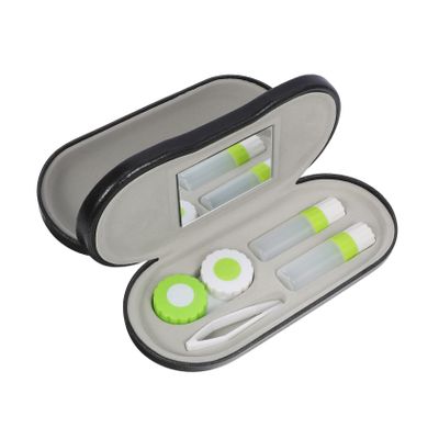 Gatuida Portable Leather Eyeglass Case with Mirror, Two-in-one Design, Black Spectacle Box for Travel and Business Trips, Stylish and Sturdy Storage for Glasses