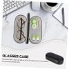 Gatuida Portable Leather Eyeglass Case with Mirror, Two-in-one Design, Black Spectacle Box for Travel and Business Trips, Stylish and Sturdy Storage for Glasses view 3