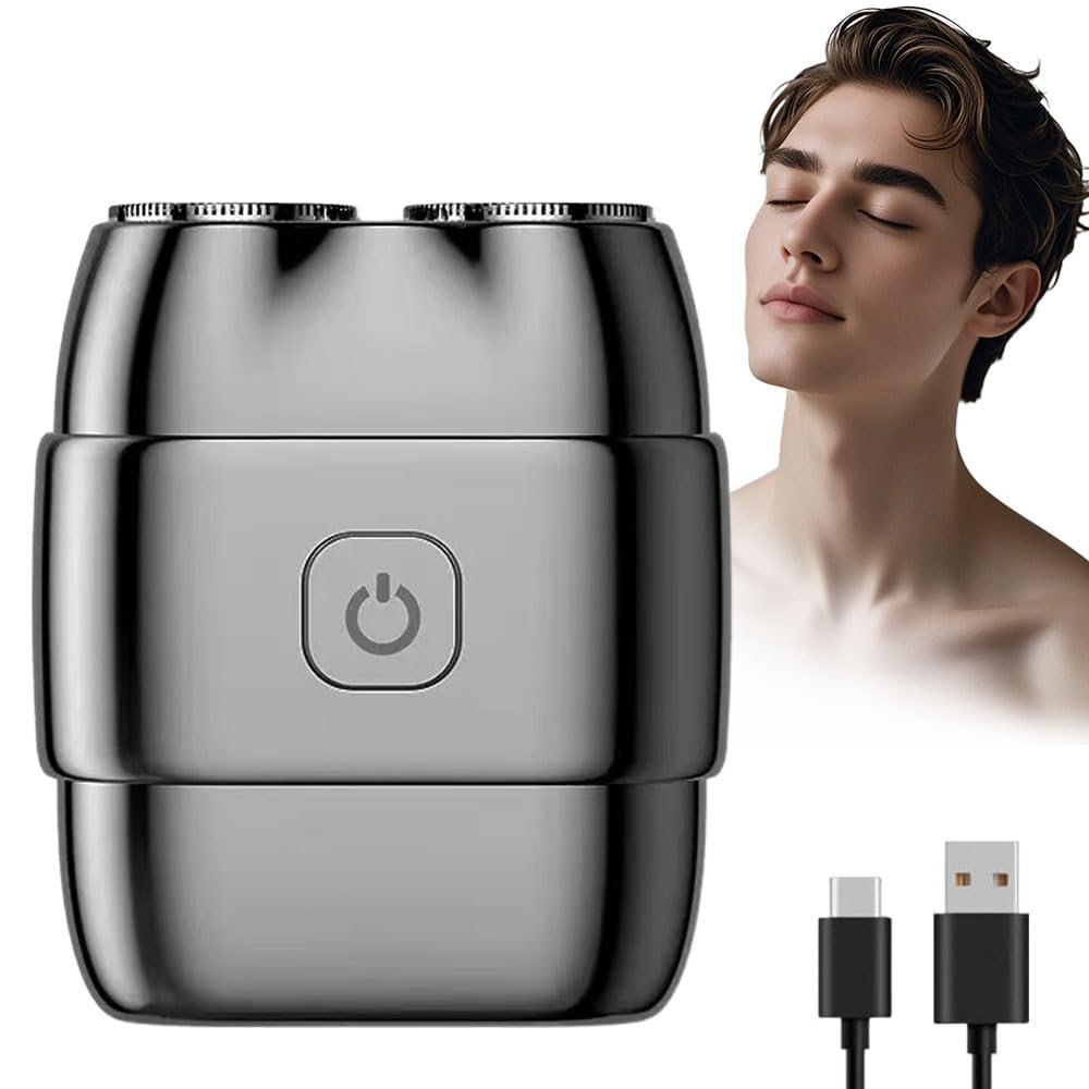 Electric Mini Haver for Men, 2025 New Electric Razor for Men, Waterproof Double Head Razor, USB Rechargeable Wet & Dry Shaving Machine Electric Shaver for Home Travel Office (Gray)