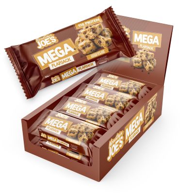 Mountain Joes Mega Oat Protein Flapjack | High Protein & Fibre, Reduced Sugar Bar with 15g Protein |On-the-Go Soft-Baked Healthy Gym Snack Bar | Box of 12 x 100g (Box, Chocolate Chip Cookie)