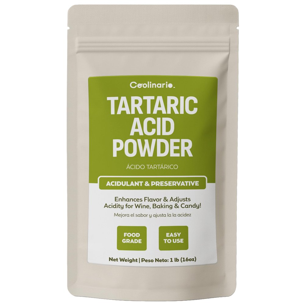 Coolinario Tartaric Acid Powder (1 LB) Natural Acidulant for Wine, Baking & Candy | Enhances Flavor & Adjusts Acidity | Ideal for Cream of Tartar, Confections & pH Balancing | Food Grade