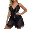 Cocila Lingerie Sets for Women UK Sexy Lace Babydoll Ladies Nightdresses Sheer Mesh Halter Nighties Backless Nightwear Lace Chemise Negligees Open Front Sleepwear Black 3XL view 2