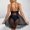 Cocila Lingerie Sets for Women UK Sexy Lace Babydoll Ladies Nightdresses Sheer Mesh Halter Nighties Backless Nightwear Lace Chemise Negligees Open Front Sleepwear Black 3XL view 3