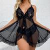 Cocila Lingerie Sets for Women UK Sexy Lace Babydoll Ladies Nightdresses Sheer Mesh Halter Nighties Backless Nightwear Lace Chemise Negligees Open Front Sleepwear Black 3XL view 4
