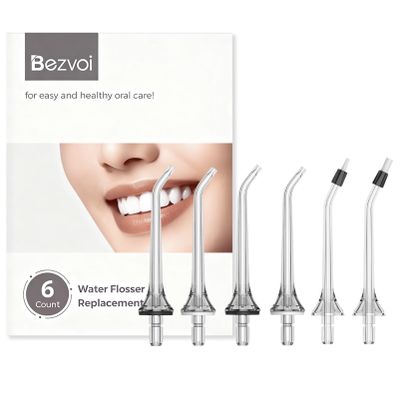 Bezvoi Replacement Tips only Compatible with Bezvoi Y207/Y215 Water Flossers, 4 Pcs Jet Tips+1 Pcs Orthodontic Braces Tip+1 Pcs Periodontal Tip, Flosser Refill Replacement Heads (6 Tips)