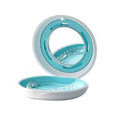 Agmoctz Dental Braces Retainer Box with Mirror Mouth Guard Case Storage for Aligners Dentures Oral Hygiene Case White