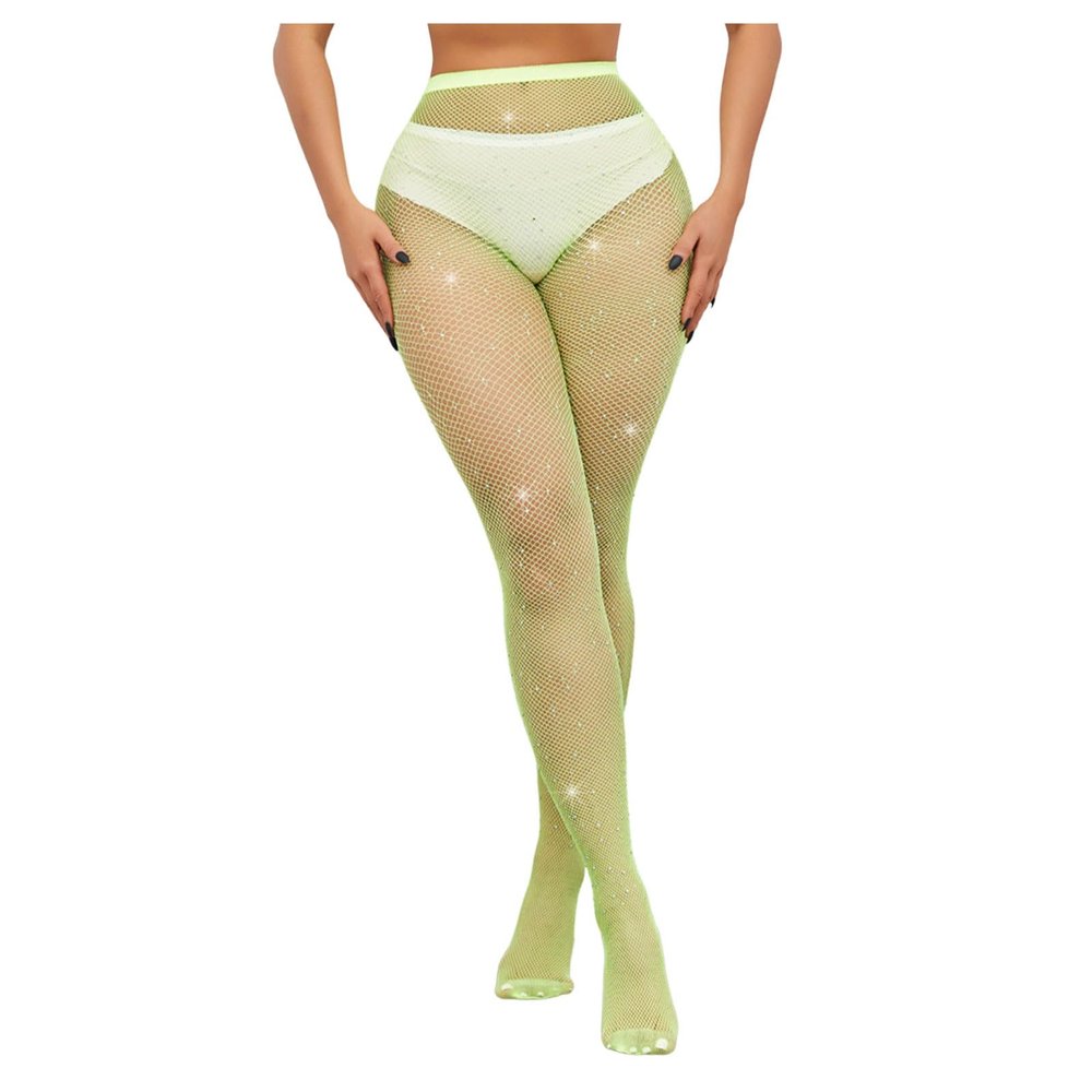 2025 Women Fishnet Stockings Rhinestone Glitter Party Concerts Outfits Fishnet Stockings Lingerie Open Crotch, J, A