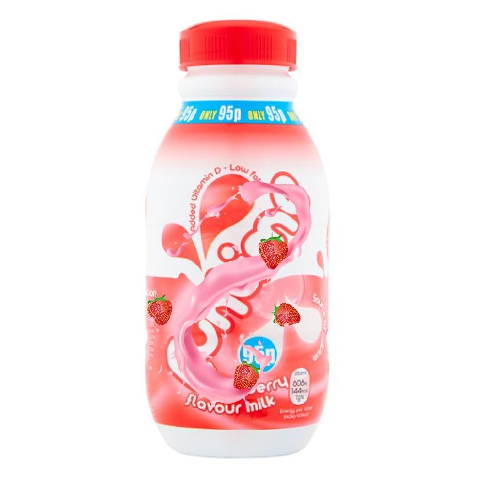 Variety Flavour Milk Drink PMP 500ml Low Fat Milk Enriched with Vitamin D - Fntime (6 x Bottle, Strawberry Flavour Milk)