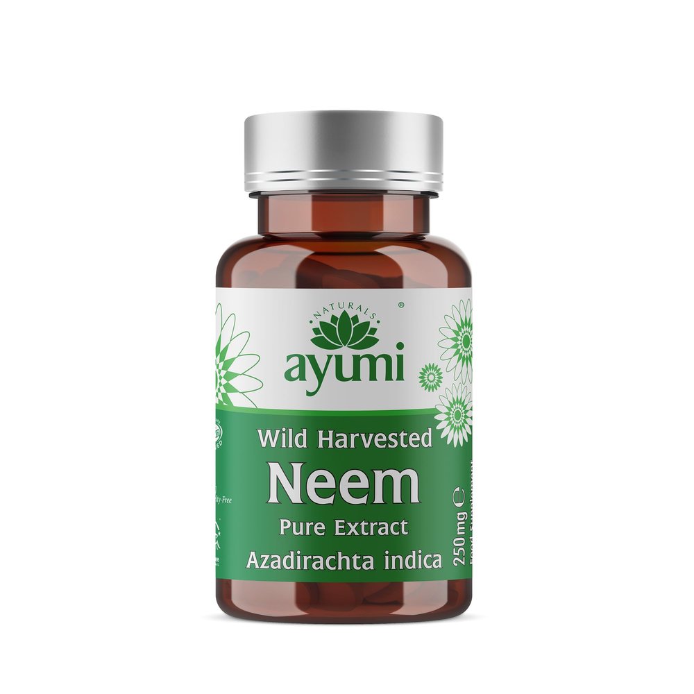 Ayumi Pure Neem Capsules, 60 Caps | Gut Health Supplements for Gut Cleanse | Vegan Neem Capsules to Combat Acne | DetoxCapsules to Aid Digestion & Immunity | Gut Repair for Men & Women | 5000 mg