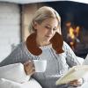 Jenngaoo U-Shaped Neck Hot Water Bottle, U Shaped Shoulder Neck Back Pain Relief Hot Water Bottle with Soft Removable Velvet Cover for Keeping Warm Winter Bedtime Office Home Use (Brown) view 4