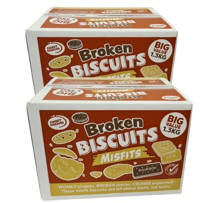 Biscuit Variety Pack Broken Biscuit Assortment 1.3kg & Assorted Chocolate Biscuits 1kg Mix of Whole, Broken and Misshapen Biscuits Single or Pack of 2 (2 broken buiscuits)