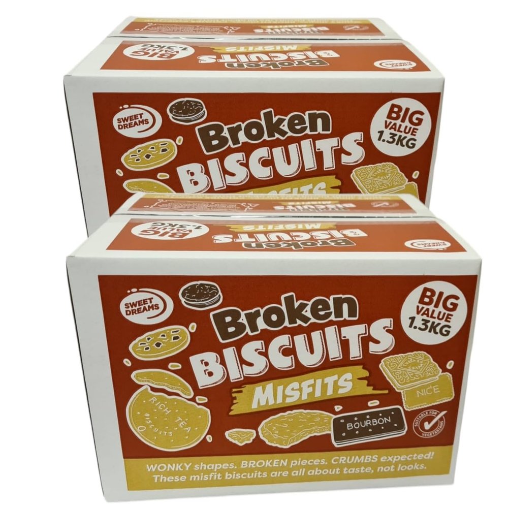 Biscuit Variety Pack Broken Biscuit Assortment 1.3kg & Assorted Chocolate Biscuits 1kg Mix of Whole, Broken and Misshapen Biscuits Single or Pack of 2 (2 broken buiscuits)