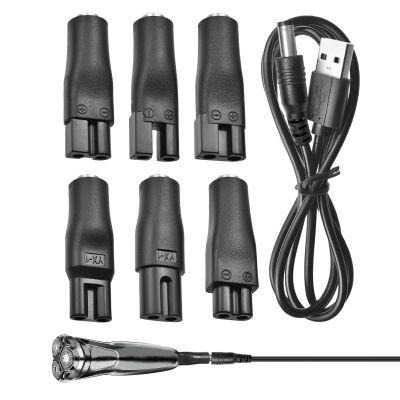 7 PCS USB Shaver Charger Cable Kit,5V Electric Shaver Chargers Cable Kit with 6 Charging Cable Heads and USB Charging Cable,Suitable for Hair Clippers,Beard Trimmers,Shavers,Beauty Devices