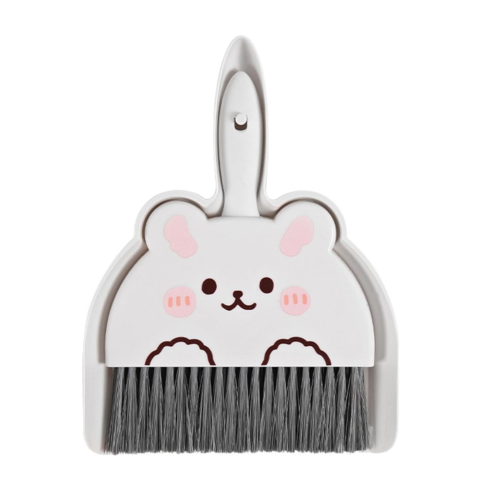 Dustpan And Brush Set Cartoon Mini Portable Cleaning Broom With Dust Pan For Desk Recessed Clip Design Compact Lightweight Multifunctional Home Office Kitchen PP Material 18 x 23cm (Rabbit)
