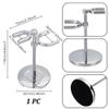 AHANDMAKER 1 Pack Razor Holder Safety Razor Stand With Brush Holder Shaving Brush Stand Holders for Bathroom Travel Fathers Day Christmas Gifts Men Barber Accessories, Platinum view 2