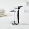 AHANDMAKER 1 Pack Razor Holder Safety Razor Stand With Brush Holder Shaving Brush Stand Holders for Bathroom Travel Fathers Day Christmas Gifts Men Barber Accessories, Platinum view 4