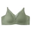 Lace Top Sexy Women's Seamless Latex Bra French Wireless Push Up Adjustable Lingerie 2B Ware, Green, L view 1