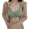 Lace Top Sexy Women's Seamless Latex Bra French Wireless Push Up Adjustable Lingerie 2B Ware, Green, L view 2
