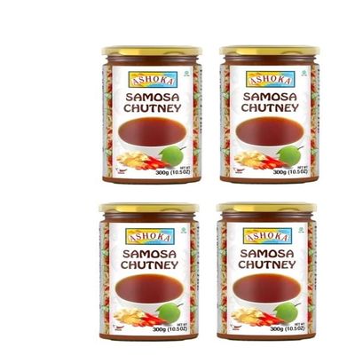 Ashoka Samosa Chutney 300g Sweet & Tangy Tamarind Chutney for Snacks & Chaat Indian Dip Authentic Flavour for Snacks, Appetizers & Street Food (Pack of 4)